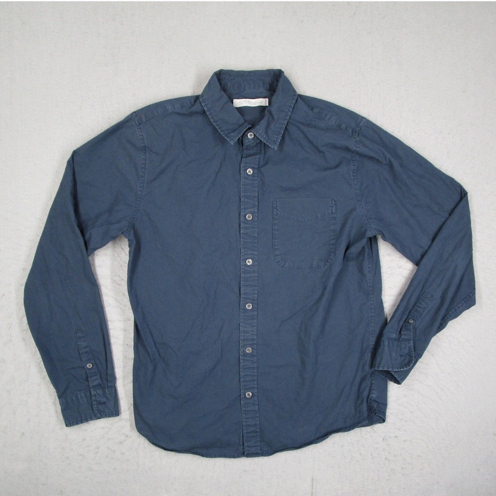 Outerknown Mens Organic Cotton Button Down Shirt Navy Blue Long Sleeve Small